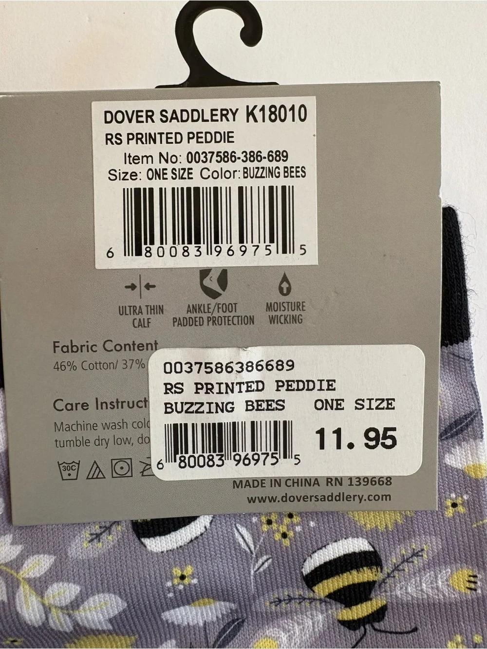 Riding Sport Bee Print Over-the-Calf Socks - Gray & Black